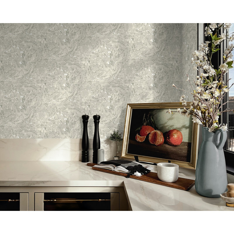 Tommy Bahama Cork Harbor 18' L x 20.5" W Peel and Stick Wallpaper Roll, Silver