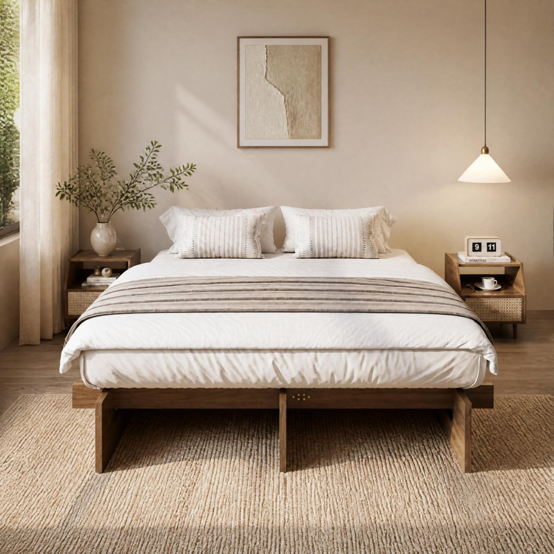 Solid Wood Platform Bed, Walnut KING