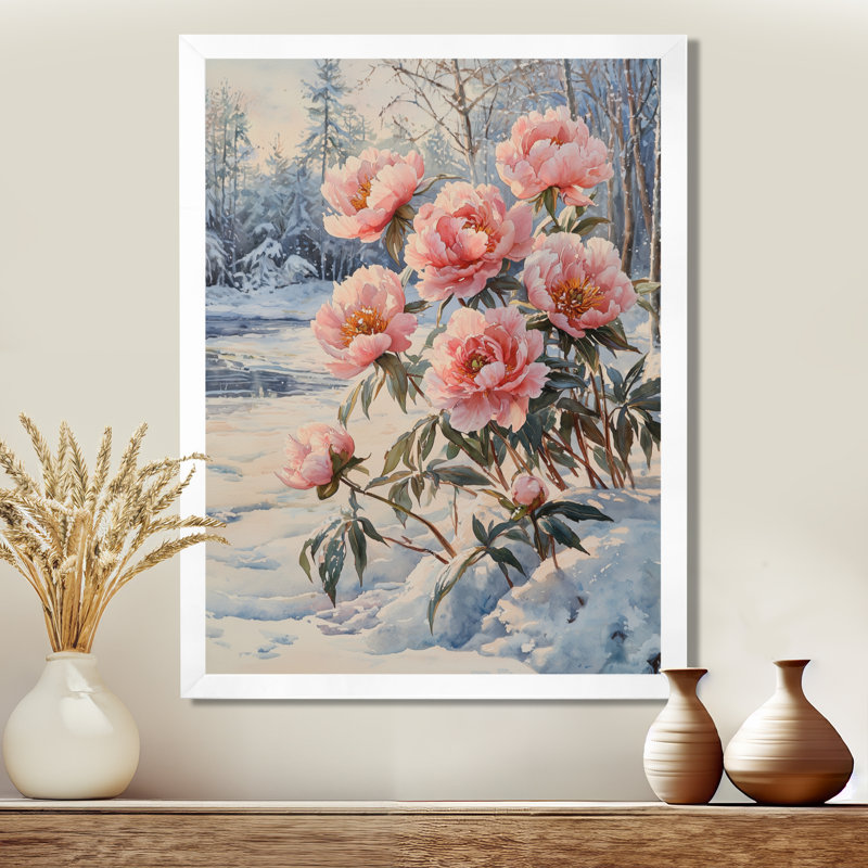 Carnkeeran - Art mural sur toile florale, H 20 po x l 12 po, Picture Framed, Blanc