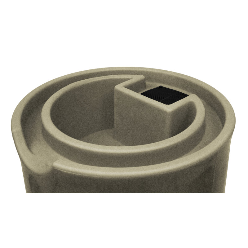 Sandstone 50 Gallon Reflective Planter Rain Barrel with Brass Spigots