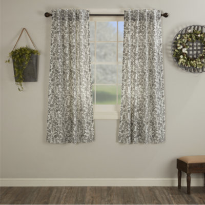 Ensemble de 2 panneaux courts gris à motif floral gris
