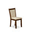 L'ensemble de salle à manger 5 pièces se compose d'une table à piédestal et de 4 chaises de cuisine en tissu beige clair avec dossier rembourré - noyer antique-930179926-930179913-915380049
