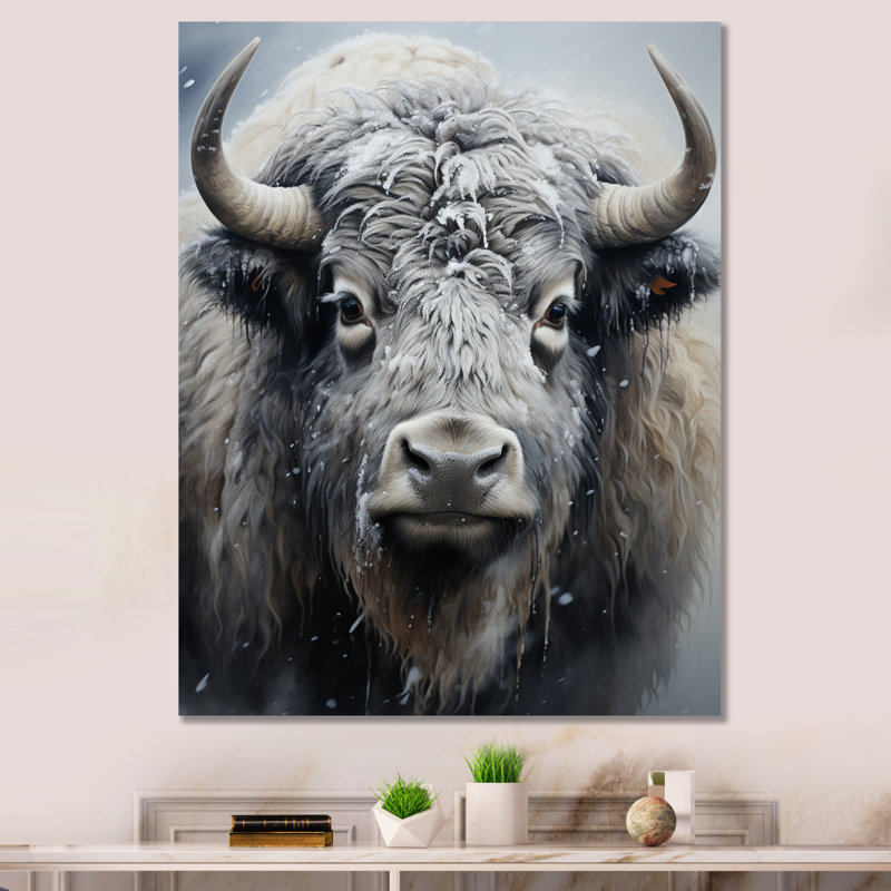 Yaks Gentle Giants Pointillism sur toile, H 44 po x l 34 po x P 1,5 po