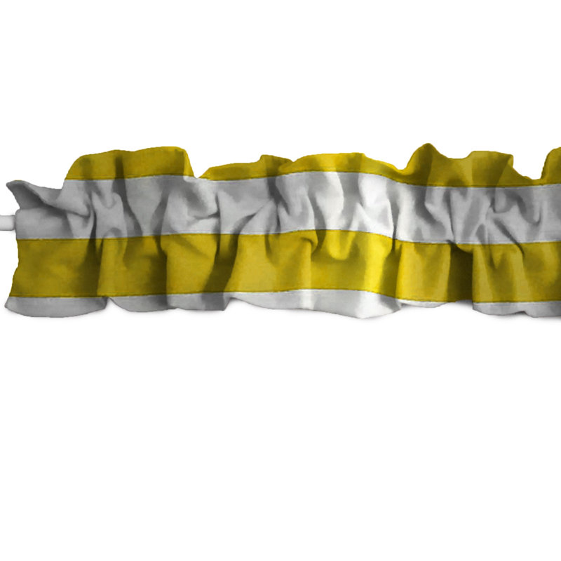 Cantonnière rayée en mélange de coton, Jaune, L 144 po x L 9 po