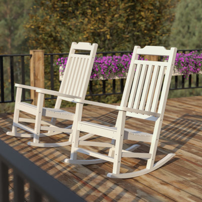 Cyress All-Weather Faux Wood Rocking Chair - Patio and Yard Furniture by Rosalind Wheeler