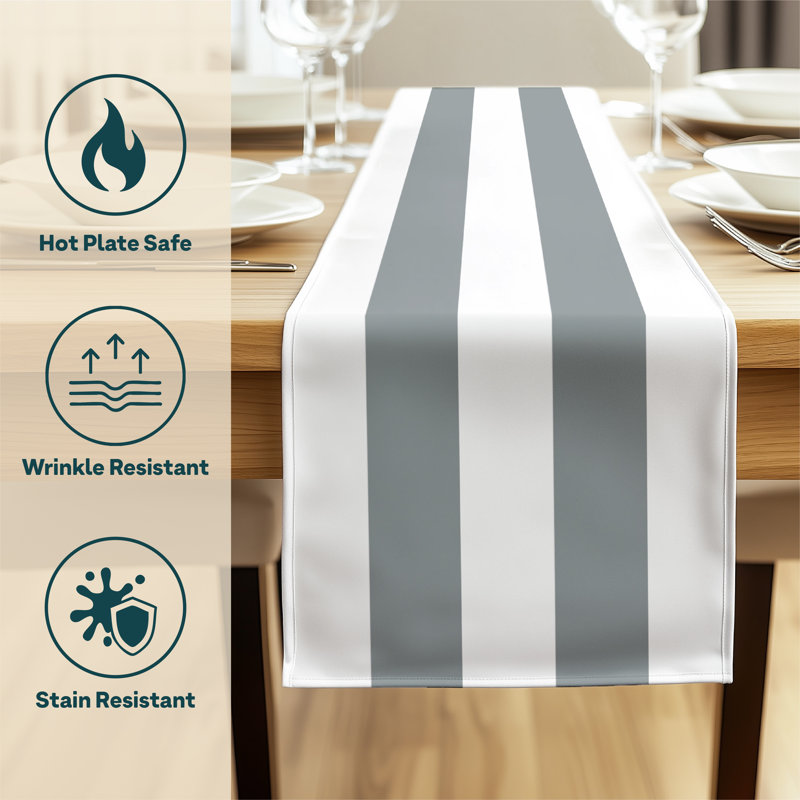 Gray Striped Table Runner 72" x 12", 72" L x 12" W, Gray