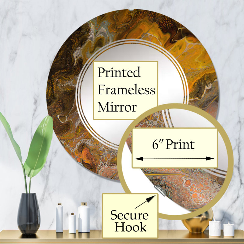 Miroir mural orange, noir et gris, 32 po x 32 po