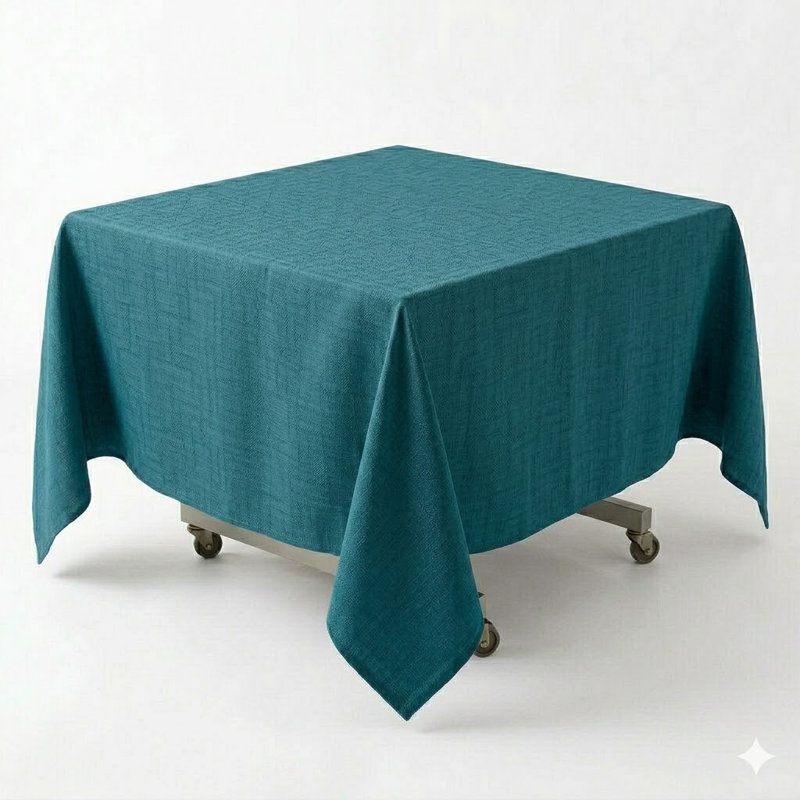 Bourland Plain Linen Look Tablecloth, 85cm W Square, Teal
