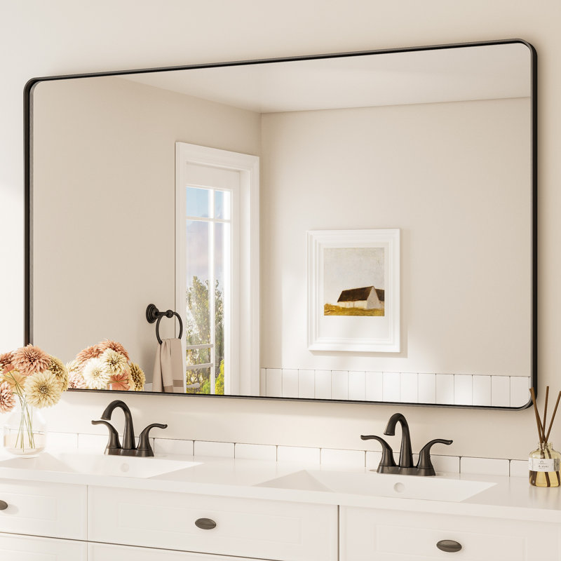 Bathroom Mirror with 1.2" Thick Aluminum Alloy Frame,Wall Mirror with Tempered Glass,Accent Mirror for Entryway,Dining Room,Bedroom