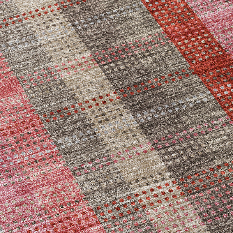 Rectangular Red Synthetic Washable Non-slip Indoor/Outdoor Rug