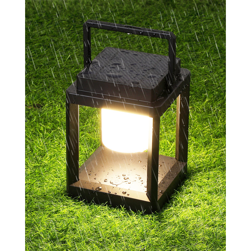 Lanterne solaire d'extérieur de 7,4 po avec lumière DEL - alimentée par pile, durable et élégante, Noir mat