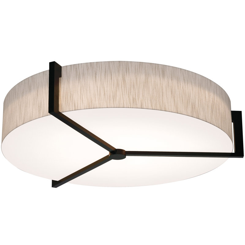 Plafonnier encastré en tissu / acrylique Leeroy, Espresso/blanc, Beige, H 7,25 po x l 33,33 po x P 33,33 po