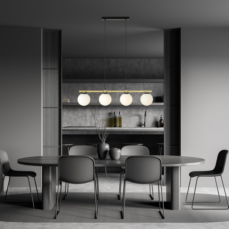Almetter 4 - Light Kitchen Island Pendant, Black