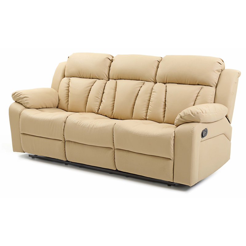 Kamarr Faux Leather Recliner, Beige Faux Leather
