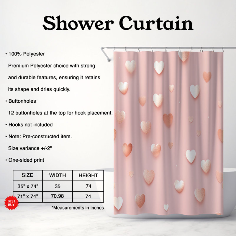 Sweet Valentine - Rideau de douche Premium, H 74 po x l 71 po