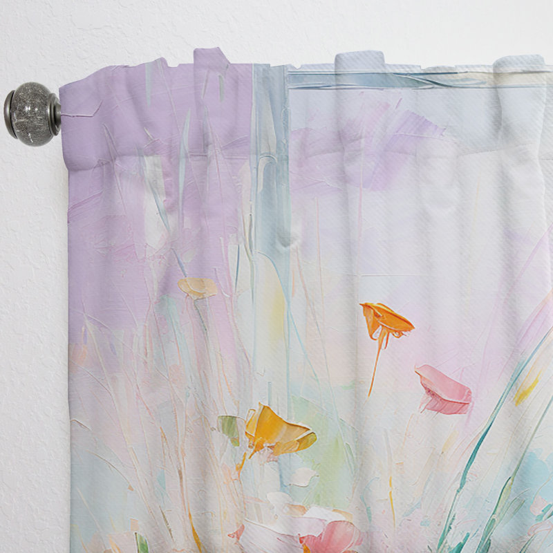 Meadows Breeze III de Jonah jaune et rose - Rideau de prairie - Velours obscurcissant - 1 panneau, L 52 po x L 90 po