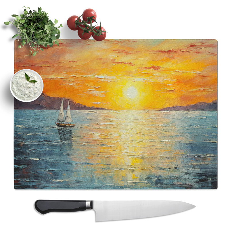 Seascape Palette Knife  Glass Chopping Board