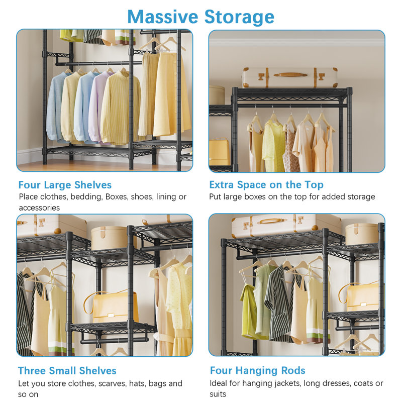 VIPEK Classic V6 Medium Heavy Duty Clothes Rack, Max Load 750LBS, Black