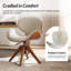 Chaise de bureau Oswina de style moderne du milieu du siècle, revêtue de similicuir, avec structure en bois courbé et base pivotante.-131379008