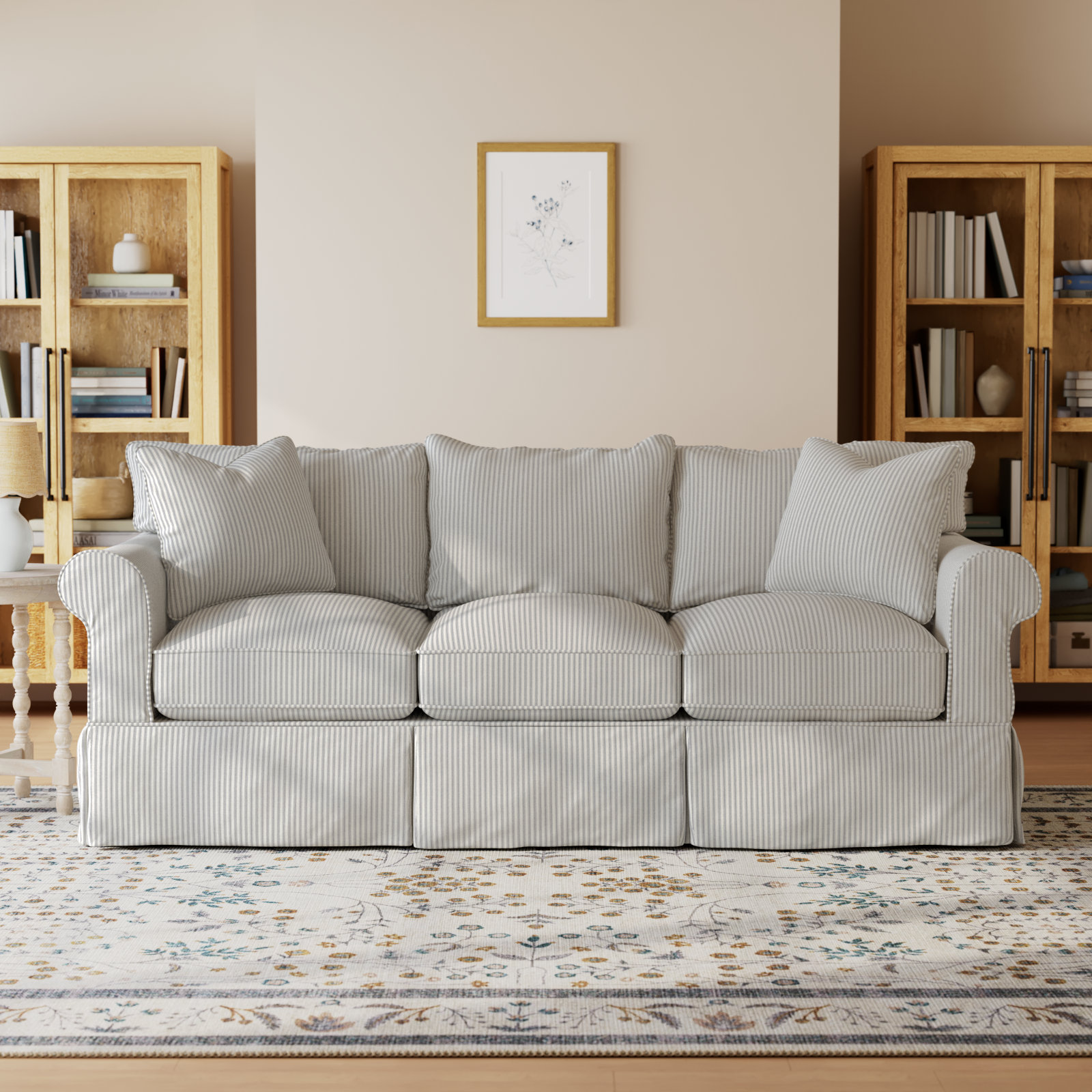 Amari 89'' Sofa, Cruise Adrift Striped Basketweave