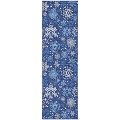 Premium Machine Washable Mayfield AMF1823 Stars and Snowflakes Holiday Rug