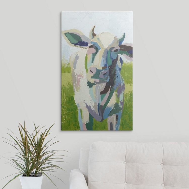 «Painterly Cow II» par Grace Popp - impression d'art graphique, H 48 po x l 30 po x P 1,5 po, Toile