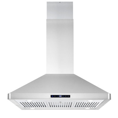 Cosmo 36 in. Lumin Collection Ductless Island Range Hood, Soft Touch Controls, Permanent Filters, LED Lights, Stainless Steel