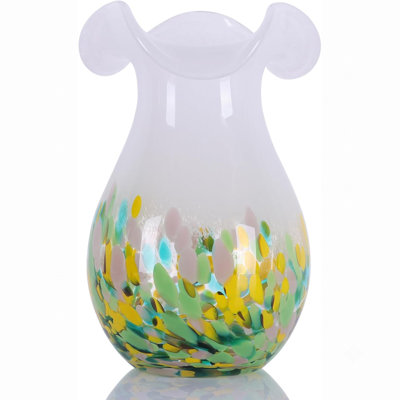 White Glass Wing-shaped Wave Vase