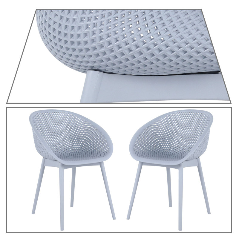Ensemble moderne de 2 chaises de salle d'attente en plastique PP pour chaises d'intérieur et d'extérieur, Bleu clair