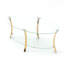 Table basse moderne ovale en verre avec structure en métal doré et rangement double couche pour le salon-2086526345