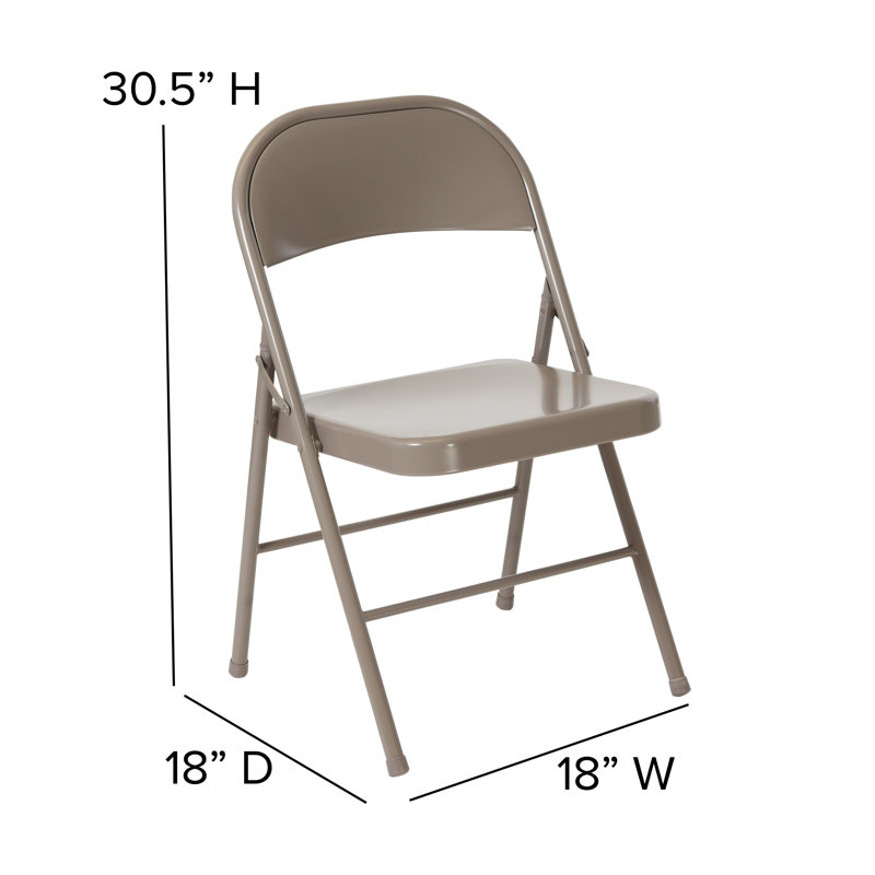 Double Braced Metal Folding Chair, Grey