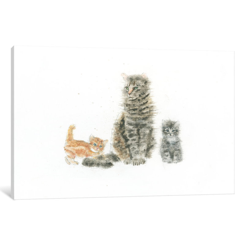 Chat et chatons, impression sur toile tendue, H 26 po x l 40 po x P 1,5 po