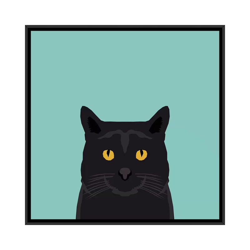 « chat », impression sur toile tendue, H 37 po x l 37 po x P 1,5 po, Toile avec cadre noir, Pas de tapis