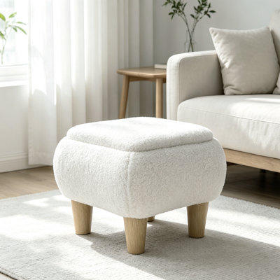 37cm Wide Rectangle Solid Colour Standard Ottoman