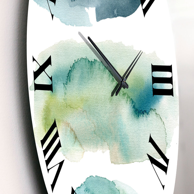 Blue and Green Clouds I - Horloge murale moderne, Petit