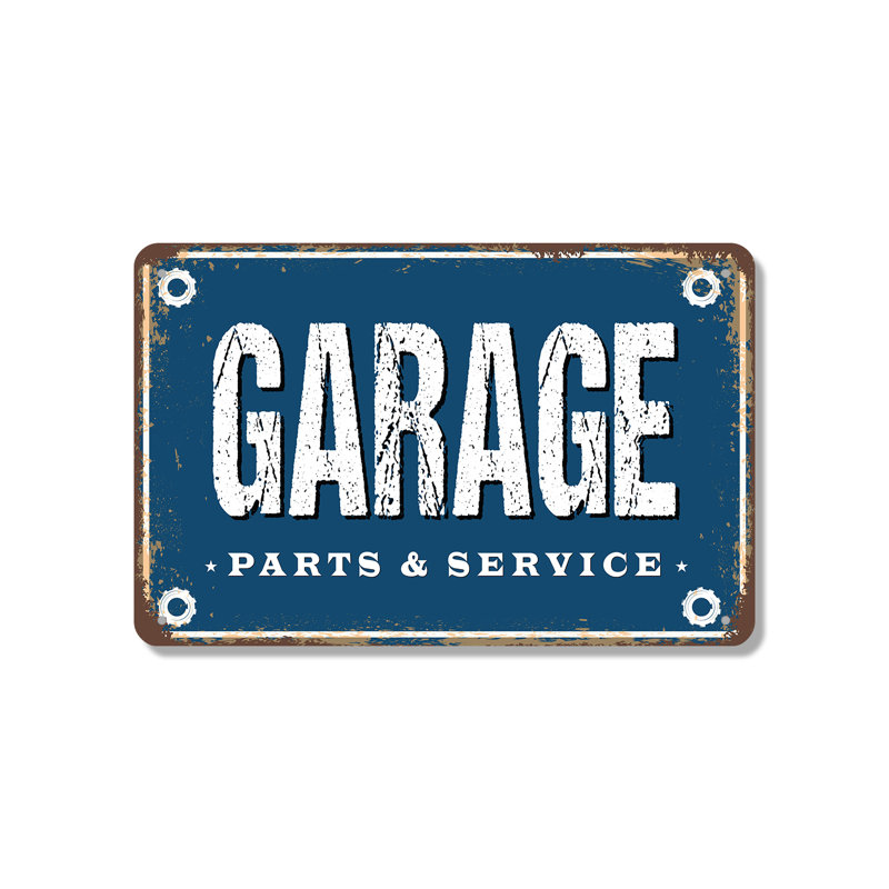 Enseigne de fantaisie en aluminium 7 po x 10 po Garage Street (paquet de 2)