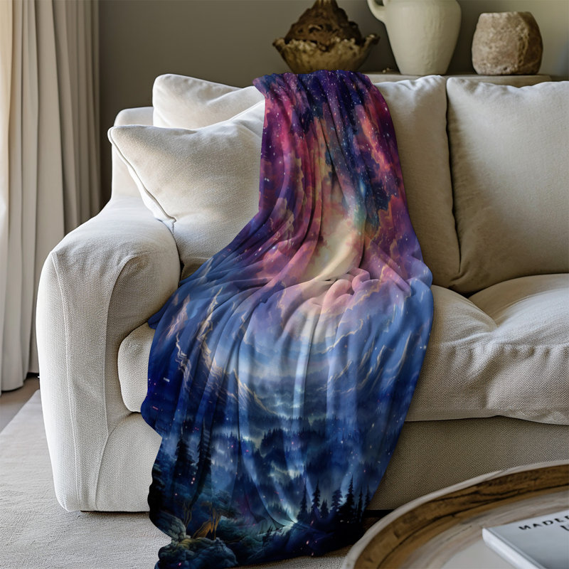 Cosmic Dreamscapes - couverture en sherpa de qualité supérieure - reproduction d'art luxueuse, Grand lit
