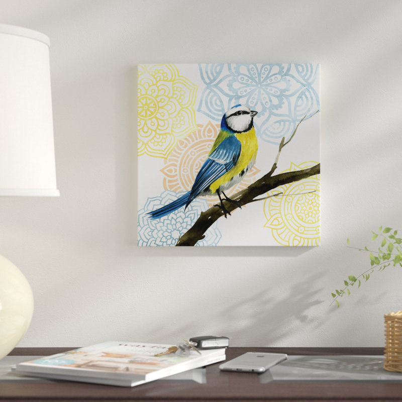 « mandala oiseau i », impression sur toile, H 18 po x l 18 po x P 1,5 po, Toile tendue, Pas de tapis