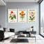 Plantes et fleurs, ensemble de 3 reproductions d'art sur toile, orchidées et plantes-472700113
