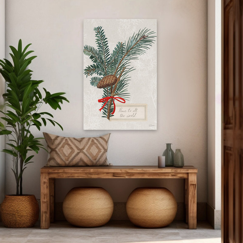 Joyful Tidings IV - Bough Branches, art de Noël brun, H 48 po x l 32 po