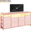 Meuble télé 63 po, 10 tiroirs, lumières DEL, ports de charge, rose 63 po