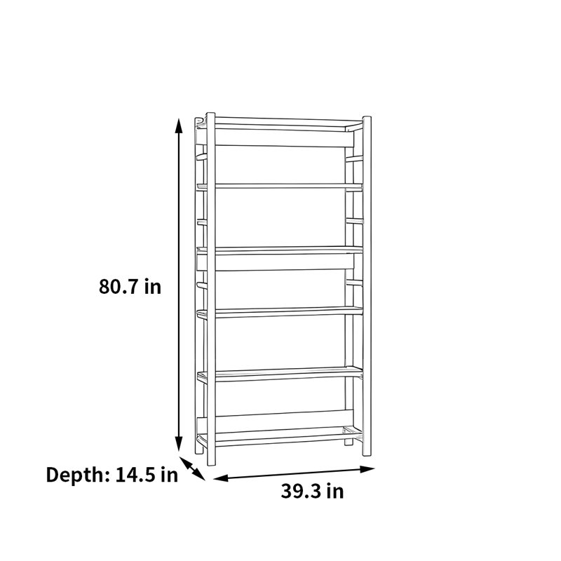 Bibliothèque rétro et simple, (5 tablettes) H 80,7 po x l 39,3 po x P 14,5 po