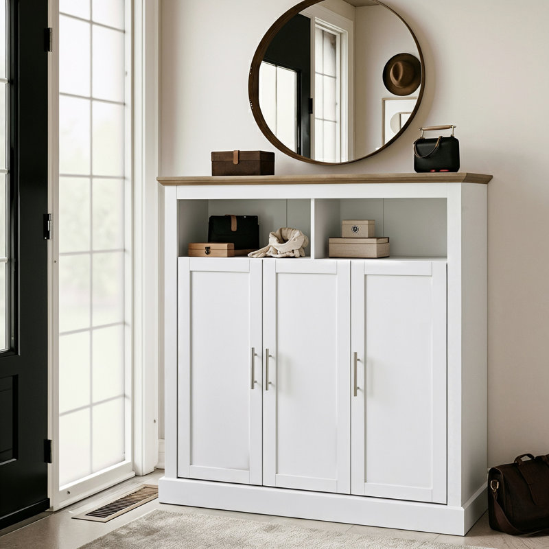 Sufy 3ft 3 Door Shoe Cabinet, White
