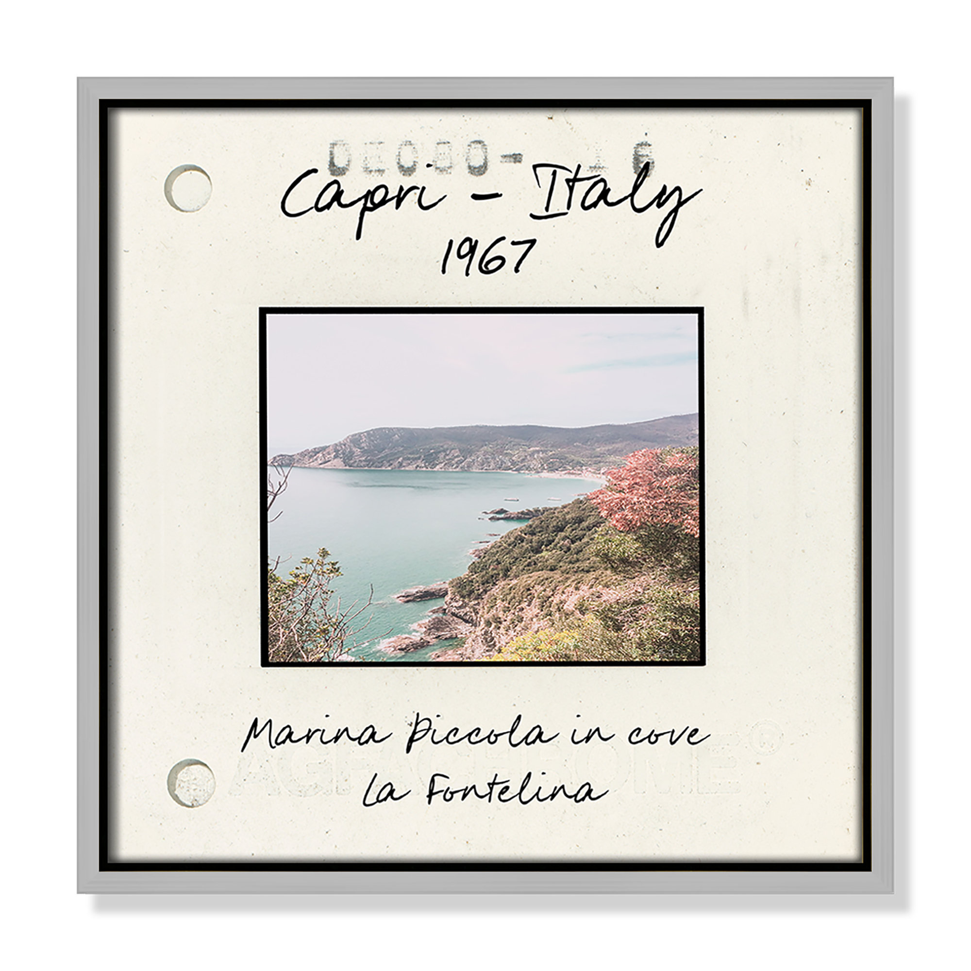 Capri Italy - Marina Picolla in La Fontalina Print by Susan Jill, Silver Floater Framed Canvas, 13.5" H x 13.5" W x 2" D