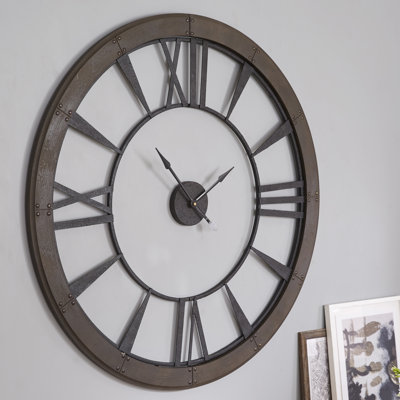 Uttermost Oversized 60" Ronan Wall Clock In Dark Rustic Gray