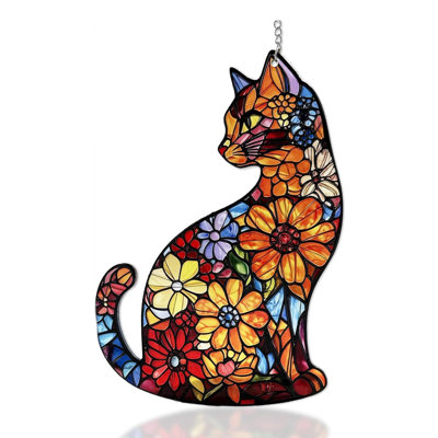 Cat Stained Glass Sun Catcher,  UV Printed Fade-Resistant Design, Unique Gift For Cat Lovers, Birthday Housewarming Mother’S Day Present