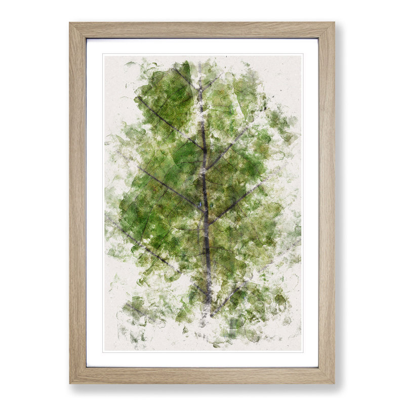 Leaf Lines - Picture Frame Painting Print, 63cm H x 45cm W x 2cm D, Oak Framed