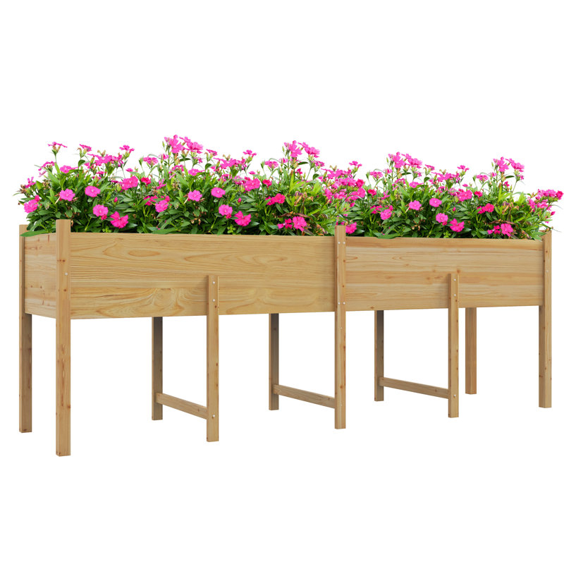 Extra Large Wooden Planter Box with Legs & Drain Holes, Natural