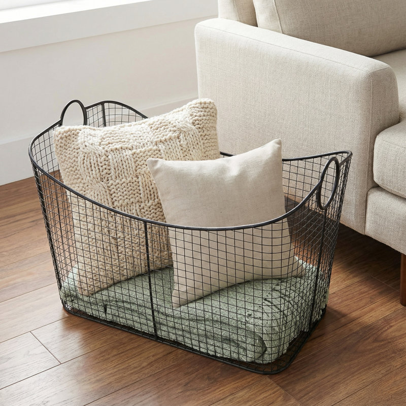 Modern Metal Storage Basket, Black