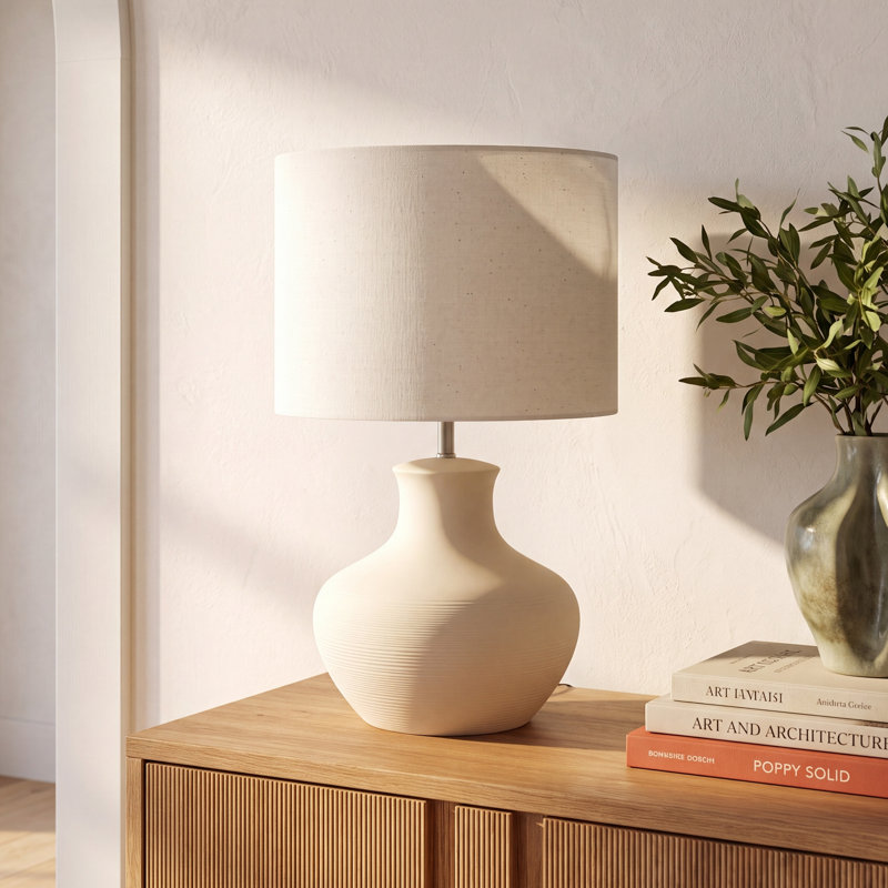 Lillith Ceramic Table Lamp, Ivory